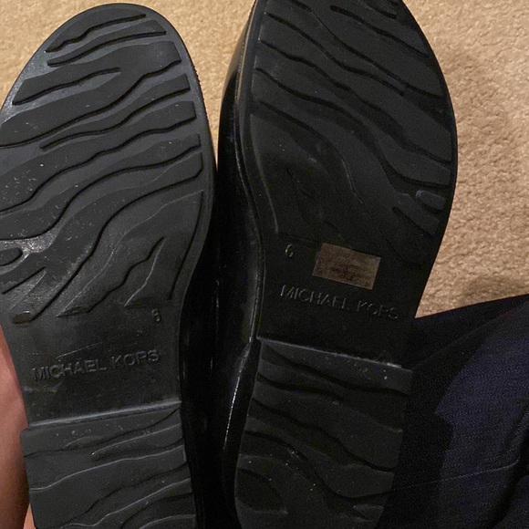 Michael Kors short rubber rain boots. Size 6. Slip on. Black w gold button. - Picture 6 of 6